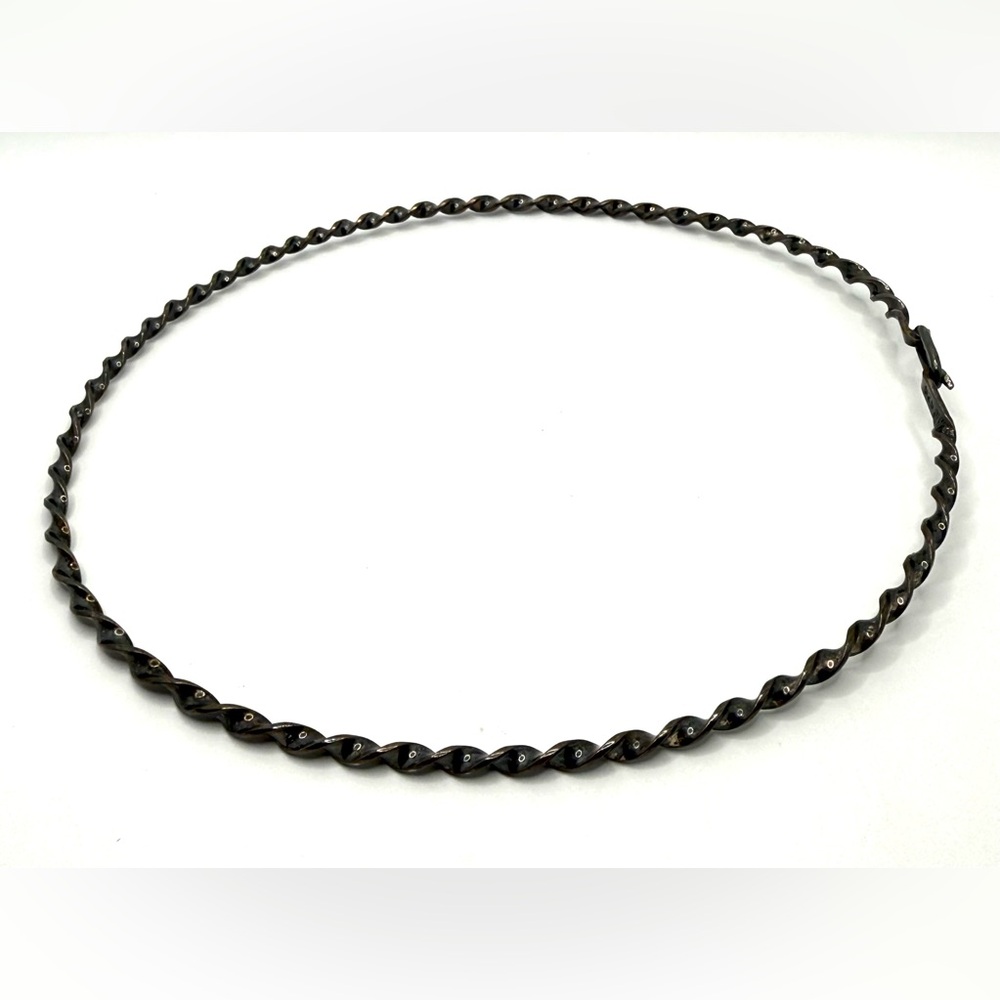 Vintage Mexican Sterling Silver Twisted Collar Necklace 925 Mid-Century Modern - Picture 7 of 11
